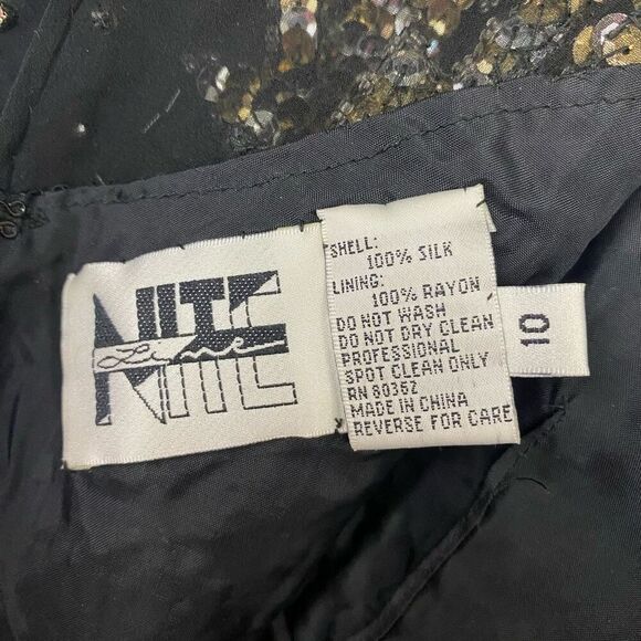 Vintage Haute Sheer Silk Sequin Coctail Dress Silver gold sequin Women’s 10 by N - Picture 5 of 14